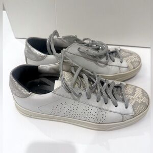 P448 White and Silver Snakeskin Sneakers. Size 37